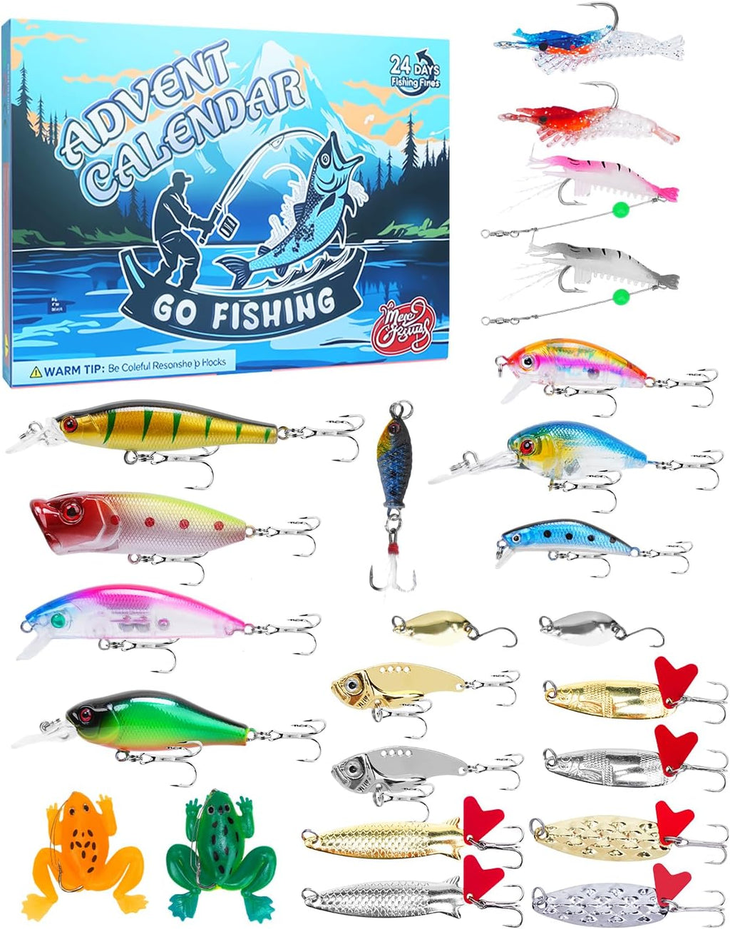 UCEC Fishing Advent Calendar 2025 - 24 Days of Fishing Gifts for Men & Teens | Christmas Countdown
