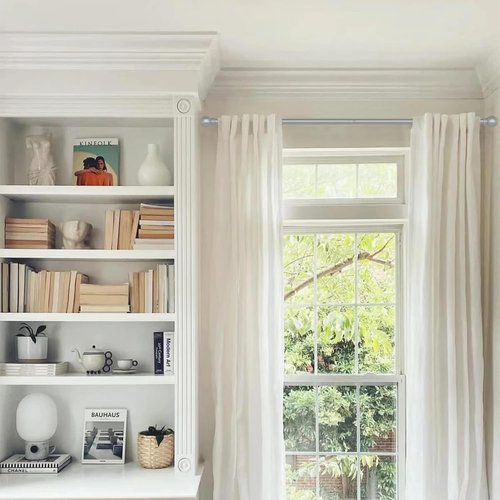 GXOACKJ Heavy Duty Metal Curtain Rods - Decorative Silver Finish | 32-48 Inch, Includes Brackets