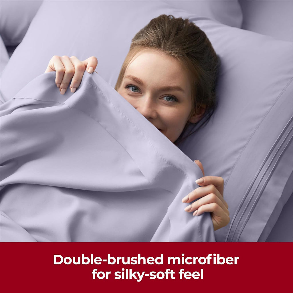Mellanni Extra Deep Twin Sheets - Hotel Luxury Ultra Soft Cooling Bedding - Wrinkle & Stain Resistant (Twin, Lavender)