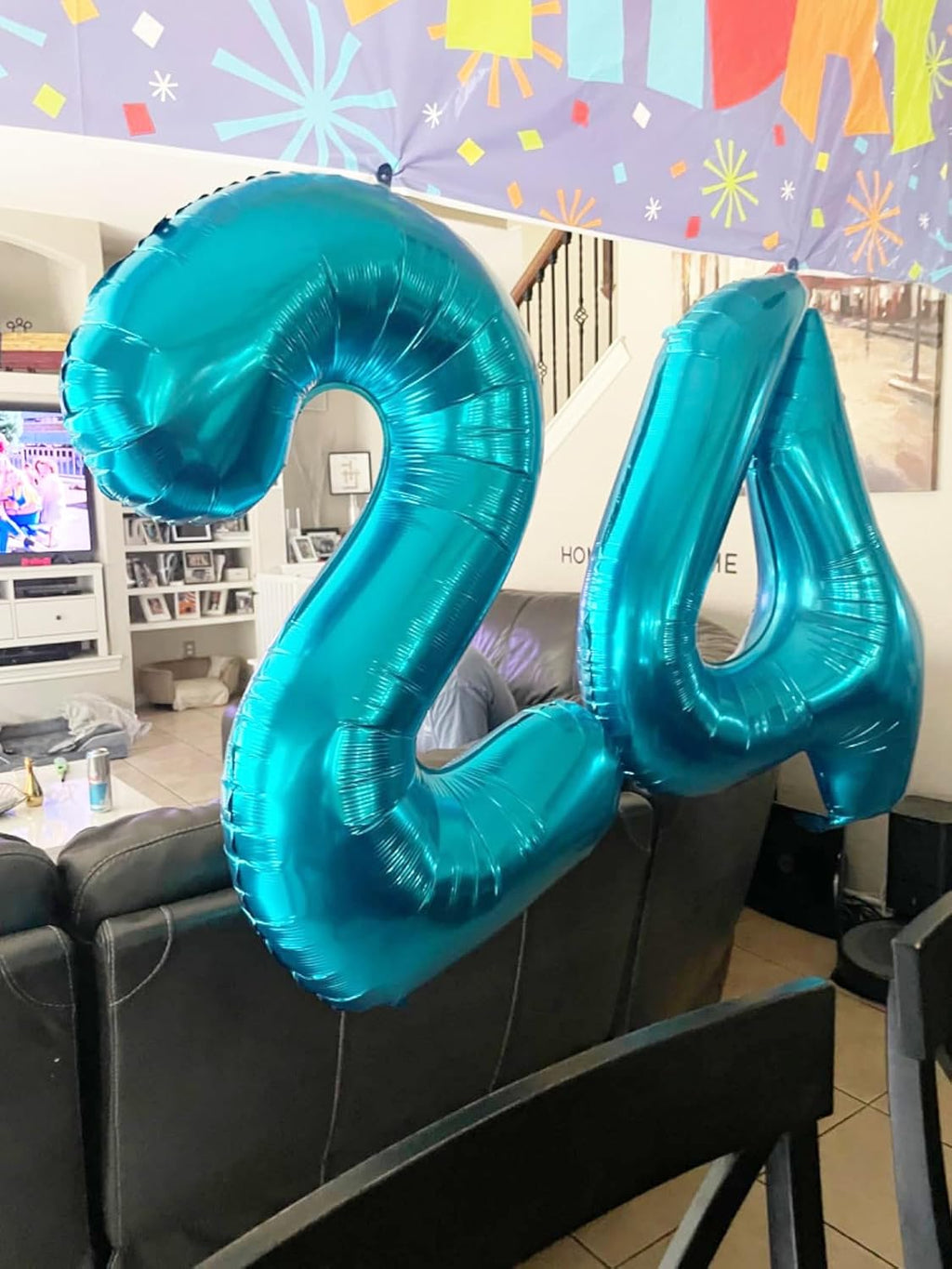 Numbers Balloon - 40 Inch Large Light Blue Balloon for Three Year Old Birthday Decor | Party Decorations