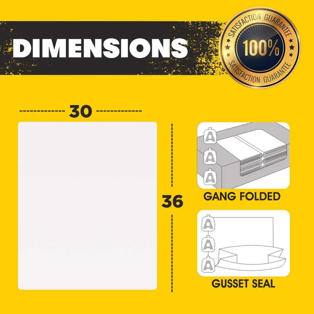 Aluf Plastics 36012CL 20-30 Gallon 1.2 MIL Thick Clear Heavy Duty Trash Bags - 30" x 36" - Pack of 100 - For Recycling, Kitchen, Contractor, & Outdoor