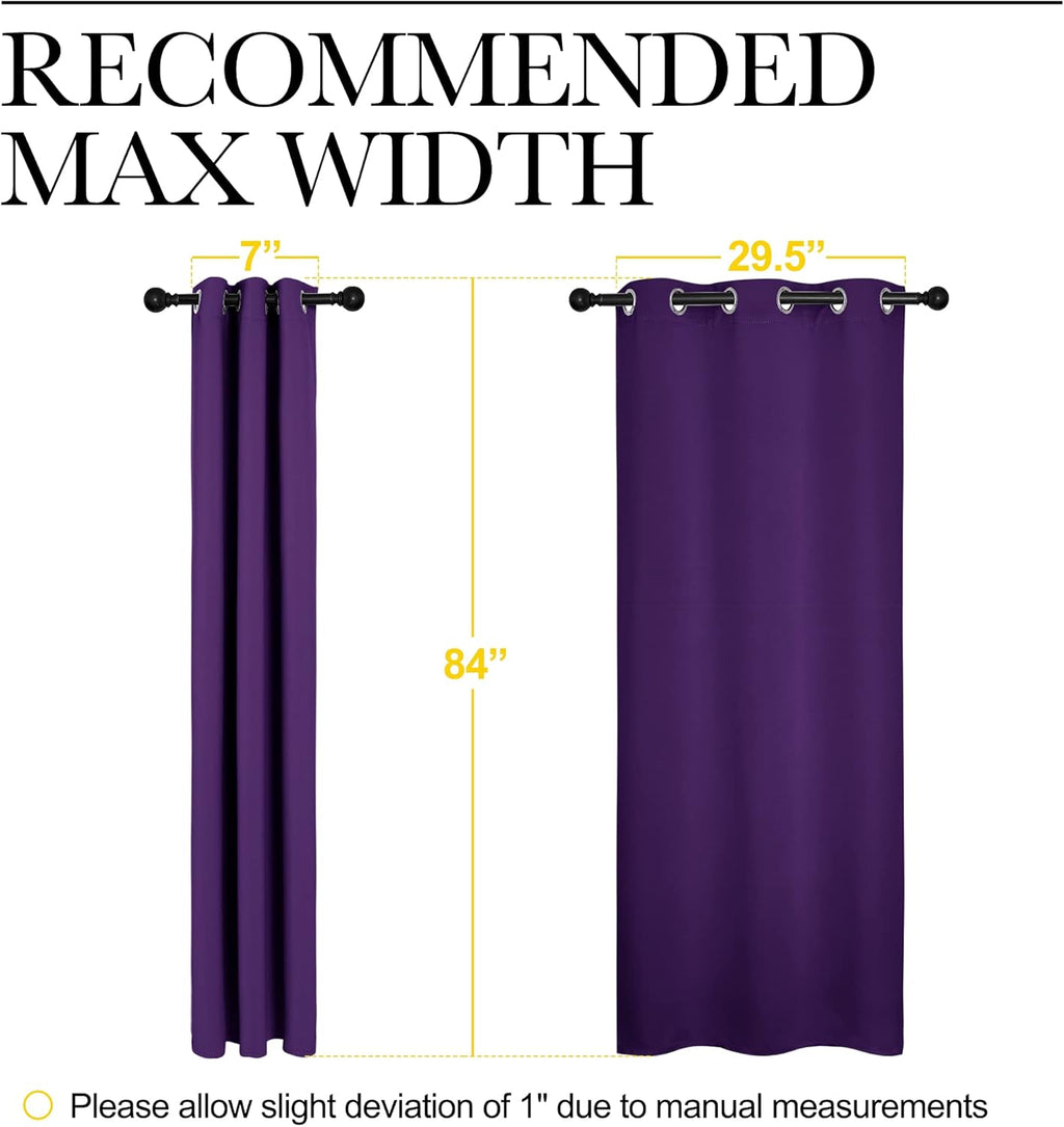 NICETOWN Blackout Curtain Panels - Thermal Insulated Drapes for Kids Room | Set of 2, 34 x 84 Inches, Royal Purple