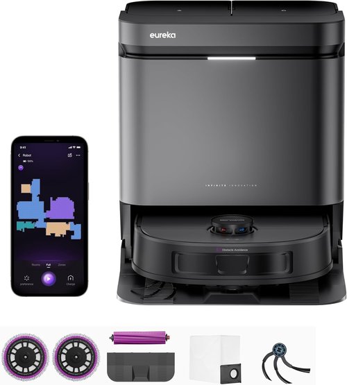 Eureka J15 Evo Ultra Robot Vacuum & Mop Combo - Self-Emptying, 22,000 Pa Suction, Hot Air Dry