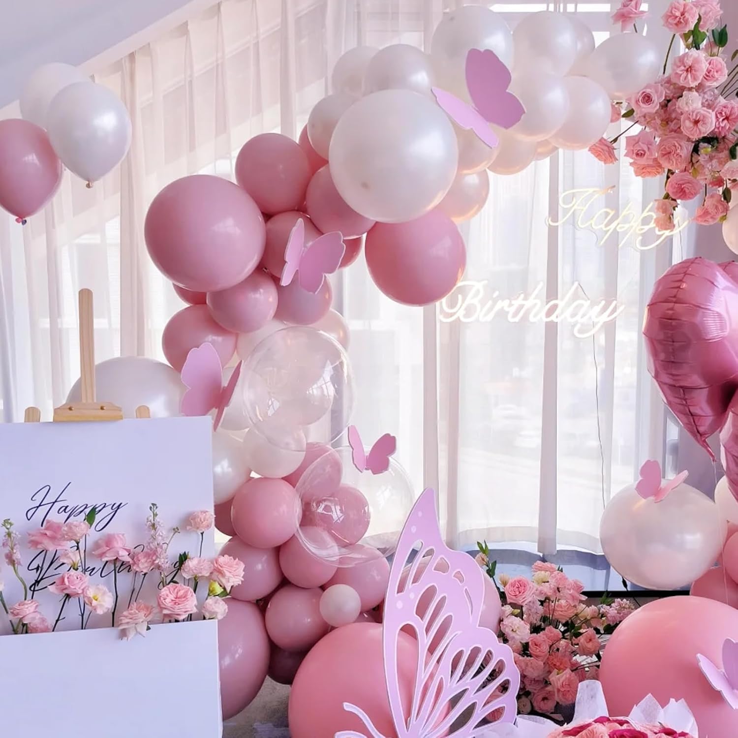 Voircoloria 105pcs Pink Balloons - 12 Inch Latex Party Balloons for Birthday, Baby Shower & Weddings