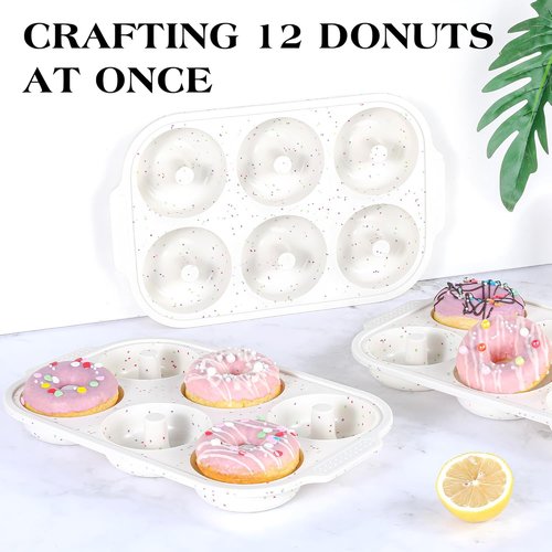 KASHME Silicone Donut Pan - Nonstick 6 Cavity Molds with Metal Reinforced Frame | 3.25 Inch Cream Color