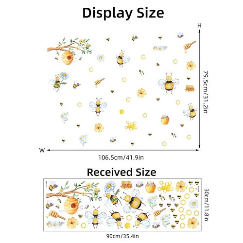 Cute Bee Hive Wall Stickers, sacinora Cartoon Animal DIY Wall Decals Removable Vinyl Peel and Stick for Kids Baby Nursery Living Room Bedroom Playroom Art Home Decorations