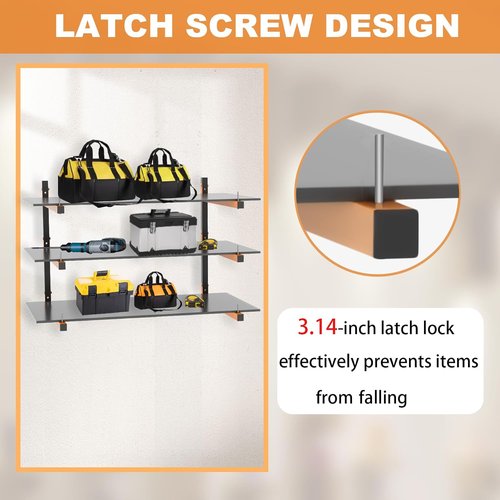 Lumber Rack | Heavy-Duty Wall Mount Wood Storage Racks - 9-Level Garage Shelving, 1080 Lbs Capacity, 6 Pack