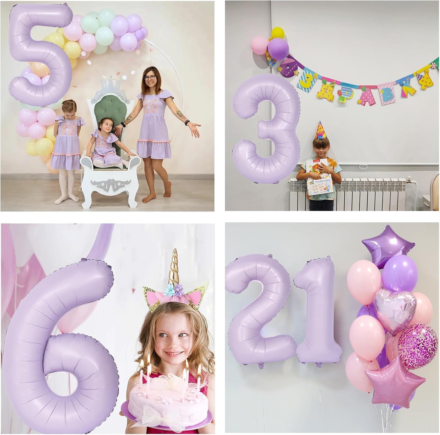 Skiennix 40-Inch Purple Number Balloon - Matte Finish Birthday & Wedding Party Decoration (Number 6)