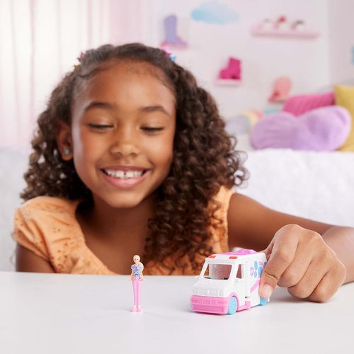 Barbie Mini Doll & Toy Vehicle Set - Color-Change Care Clinic with 1.5-Inch Doll