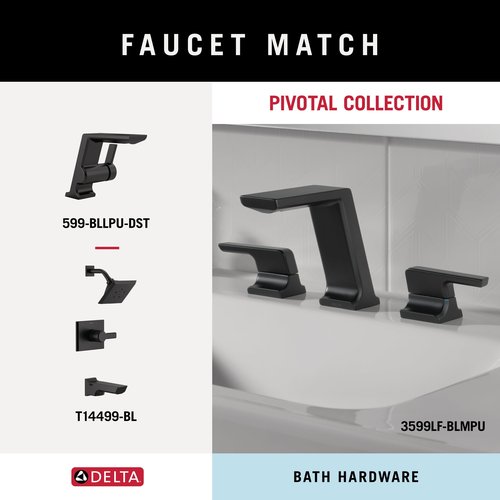 Delta Pivotal (1-Pack) 24'' Towel Rack for Bathroom Matte Black Bar Holder Wall Mounted Rod, Hardware | Accessories 79924-BL