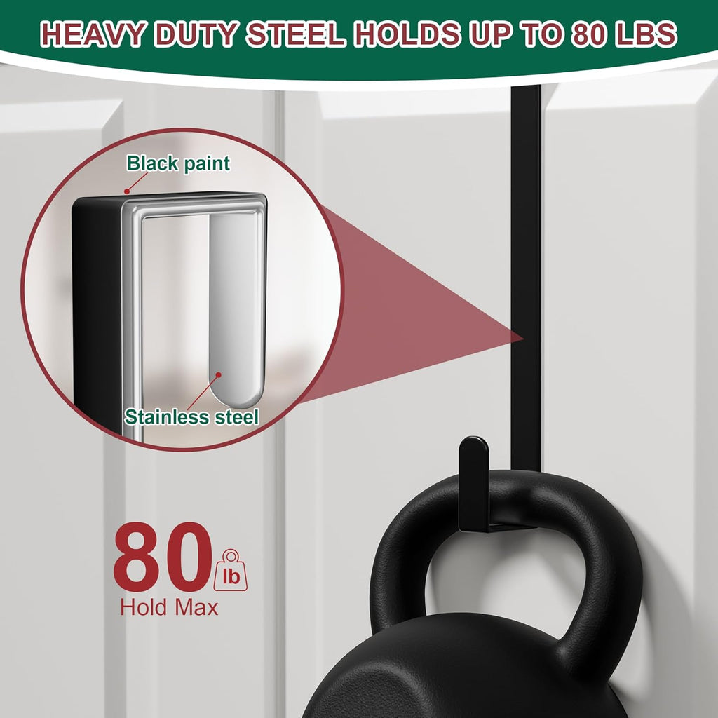 Skiennix 15" Reversible Wreath Hanger - Heavy Duty Steel Over The Door Hook, Holds Up to 80 LBS (Black)