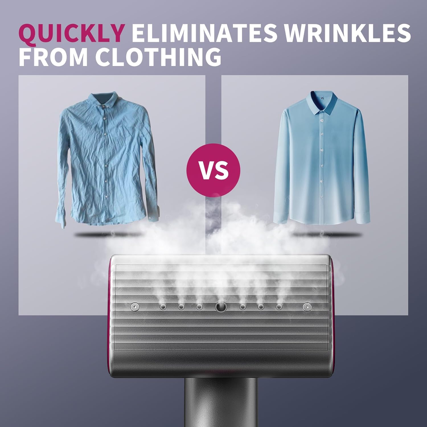 Skiennix Portable Garment Steamer - Fast Heat-Up in 15s, 70ml Water Tank, Travel-Friendly | Silver Gray