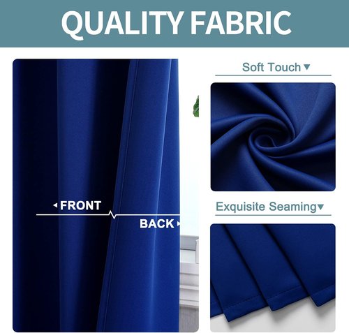 ChrisDowa Small Window Curtains - Grommet Thermal Insulated Room Darkening Panels, Royal Blue, 42 x 36 Inch