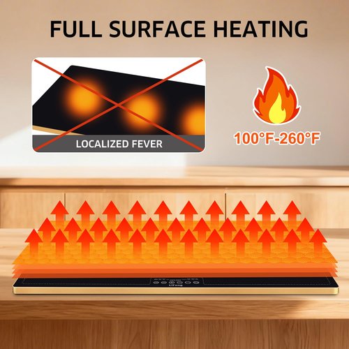 Warming Mat for Food,（Extra Long 32”x18”） Warming Tray with Adjustable Thermostat, 2 Temperature Modes for Parties Buffet, Parties, Holidays, Family Gatherings, Gold Edge (Black, Extra Large 32"x18")