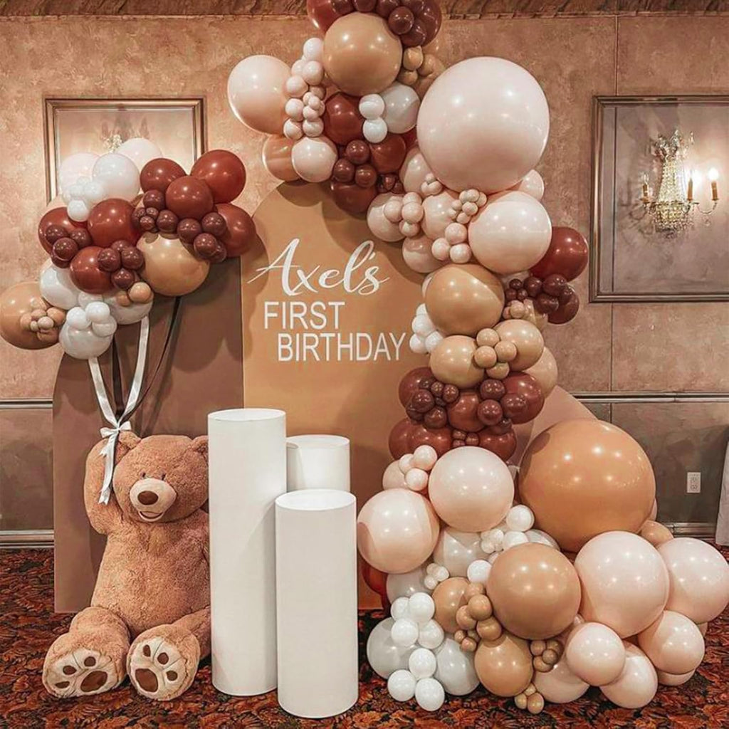 PartyWoo Dark Brown Balloons - 140-Piece Boho Neutral Balloon Arch Kit | 5-18 Inch for Birthday & Baby Shower Decor