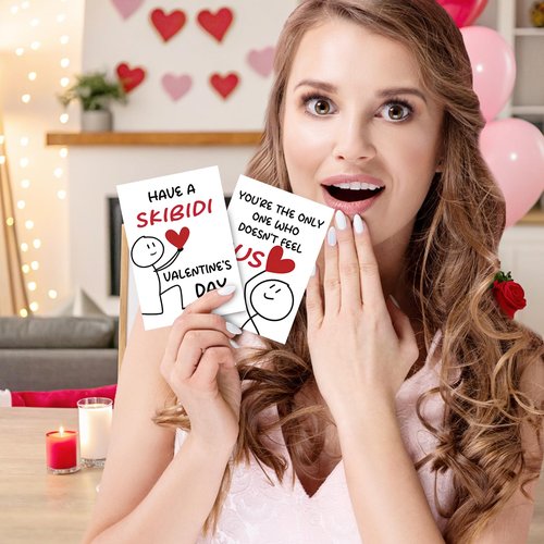 Gevinna 36 Pack Skibidi Valentine’s Day Cards for Kids, Funny Rizz Bussin Sigma Meme Cards, Cool Trendy Classroom Exchange Valentines for Boys and Girls, for School Parties, Kids Valentine Handouts