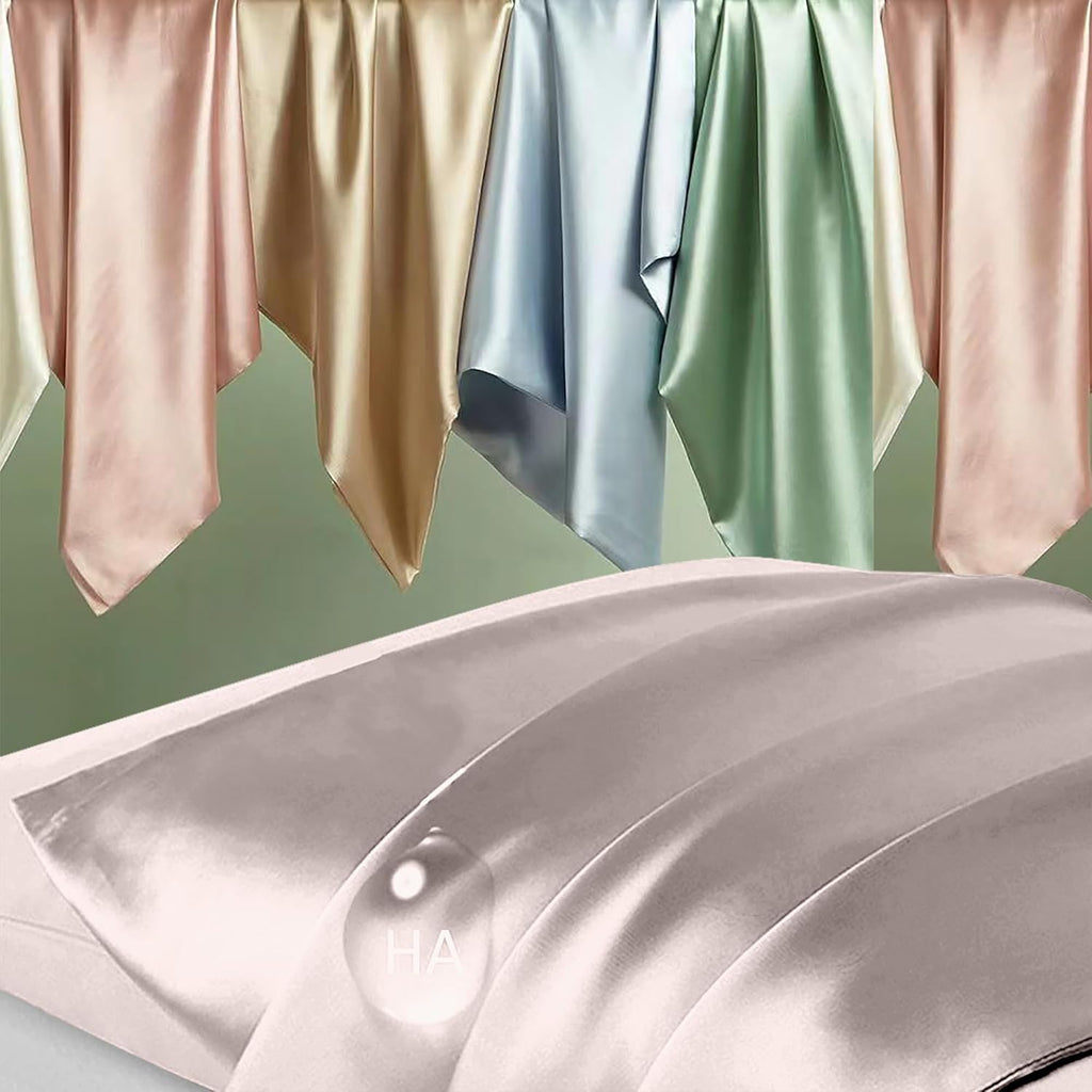 Mulberry Silk Pillowcase Set by Skiennix - Anti-Acne Queen Size 2-Pack | Luxurious Satin for Hair & Skin - Taupe