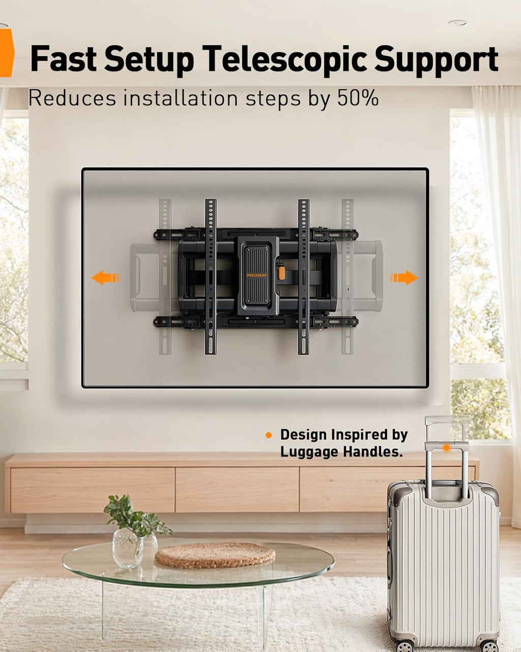 Perlegear Full Motion TV Wall Mount - Fits 42–97 Inch TVs Up to 132 lbs | Easy Setup, Swivel & Tilt