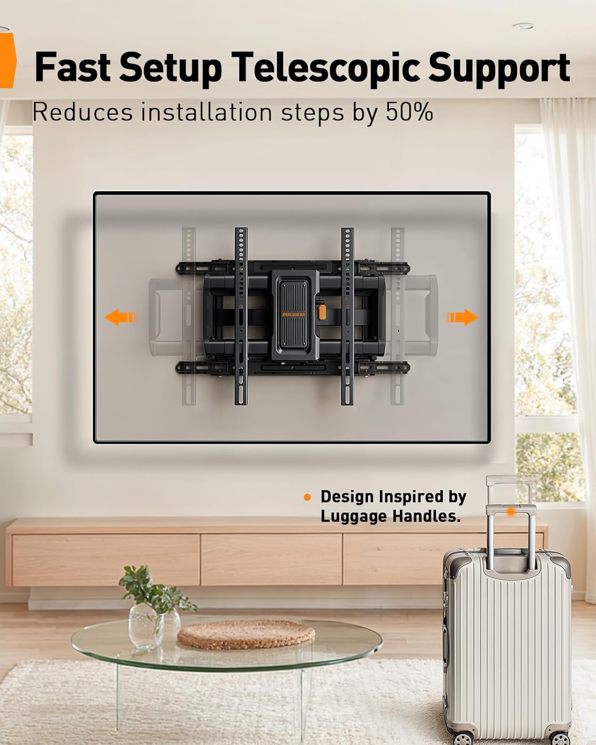Perlegear Full Motion TV Wall Mount - Fits 42–97 Inch TVs Up to 132 lbs | Easy Setup, Swivel & Tilt