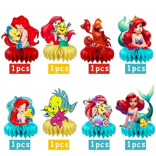 8Pcs Mermaid Table Centerpieces Birthday Party Supplies Double Side Table Decorations for Girls Party Decorations
