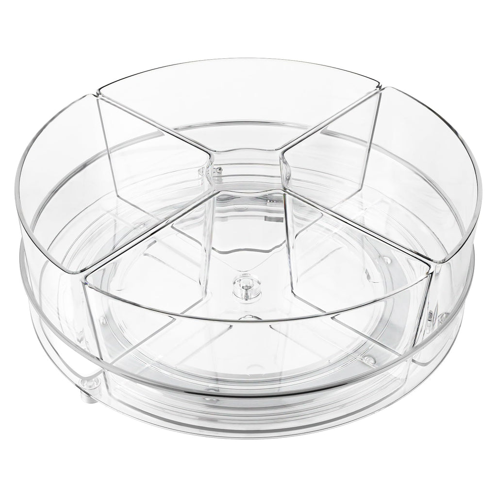 Slow Slog Lazy Susan Organizer, 9 inch Rotating Storage Organizer with 4 Removable-Bins,Turntable Organizer for Fridge, Kitchen, Vanity, Cabinet