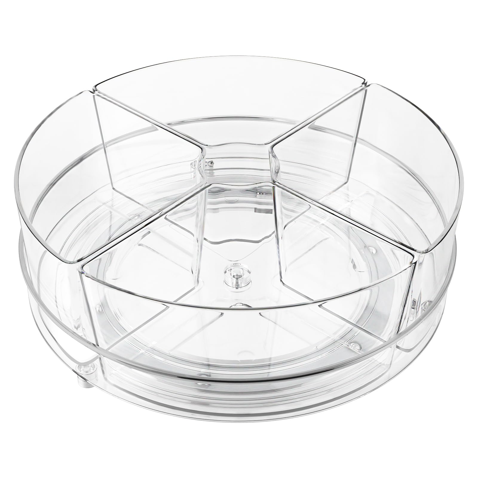 Slow Slog Lazy Susan Organizer, 9 inch Rotating Storage Organizer with 4 Removable-Bins,Turntable Organizer for Fridge, Kitchen, Vanity, Cabinet