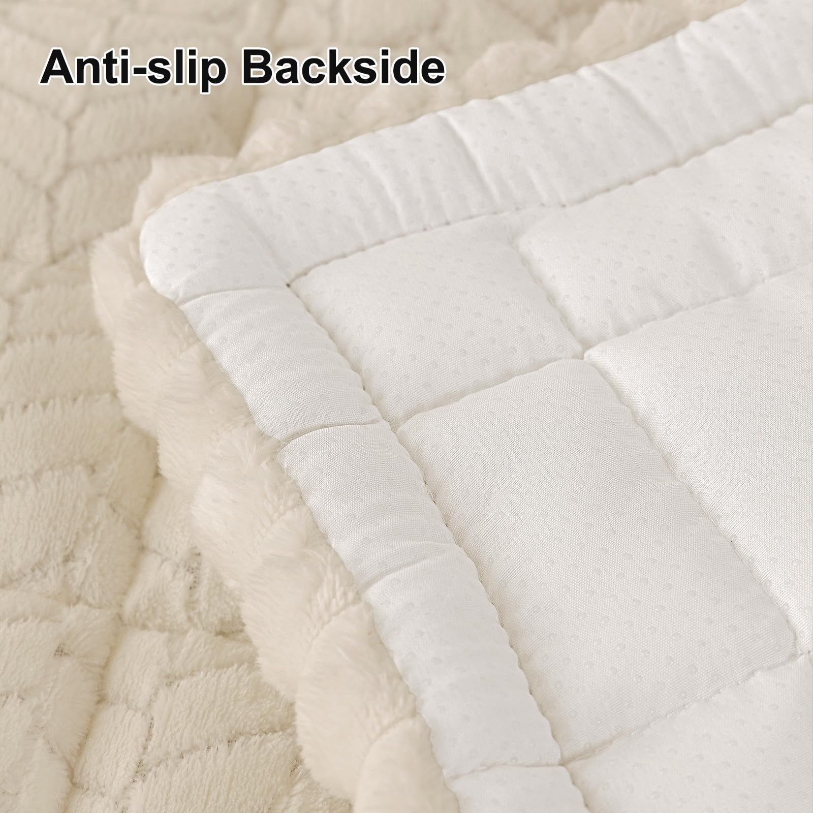 Smiry Non Slip Couch Covers for Dogs, Fuzzy Pet Couch Covers for 2-3 Cushion Sofa Pet Friendly, Soft Sofa Slipcovers Cushion Furniture Protector Washable (Beige, 27.6" x 59")