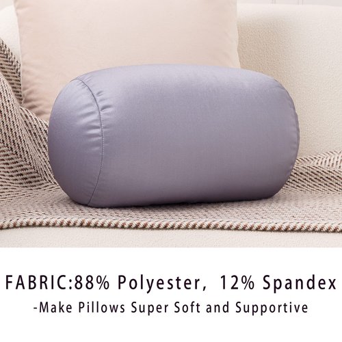 Focustree Squishy Microbead Bean Neck Pillow 2Pcs Bolster Tube Body Pillow for Sleeping Smooth Cool Touch Fabric Neck & Back Support Throw Travel Pillow Fun Colors (Dark Grey 2Pcs)