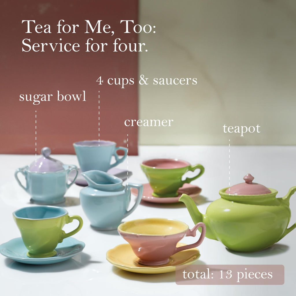 Rosanna Porcelain Kids Tea Set, 11 fl oz - Miniature Tea Party Set for Girls , Service for 4, Fun & Colorful, Microwave & Dishwasher Safe, Gift Box Included