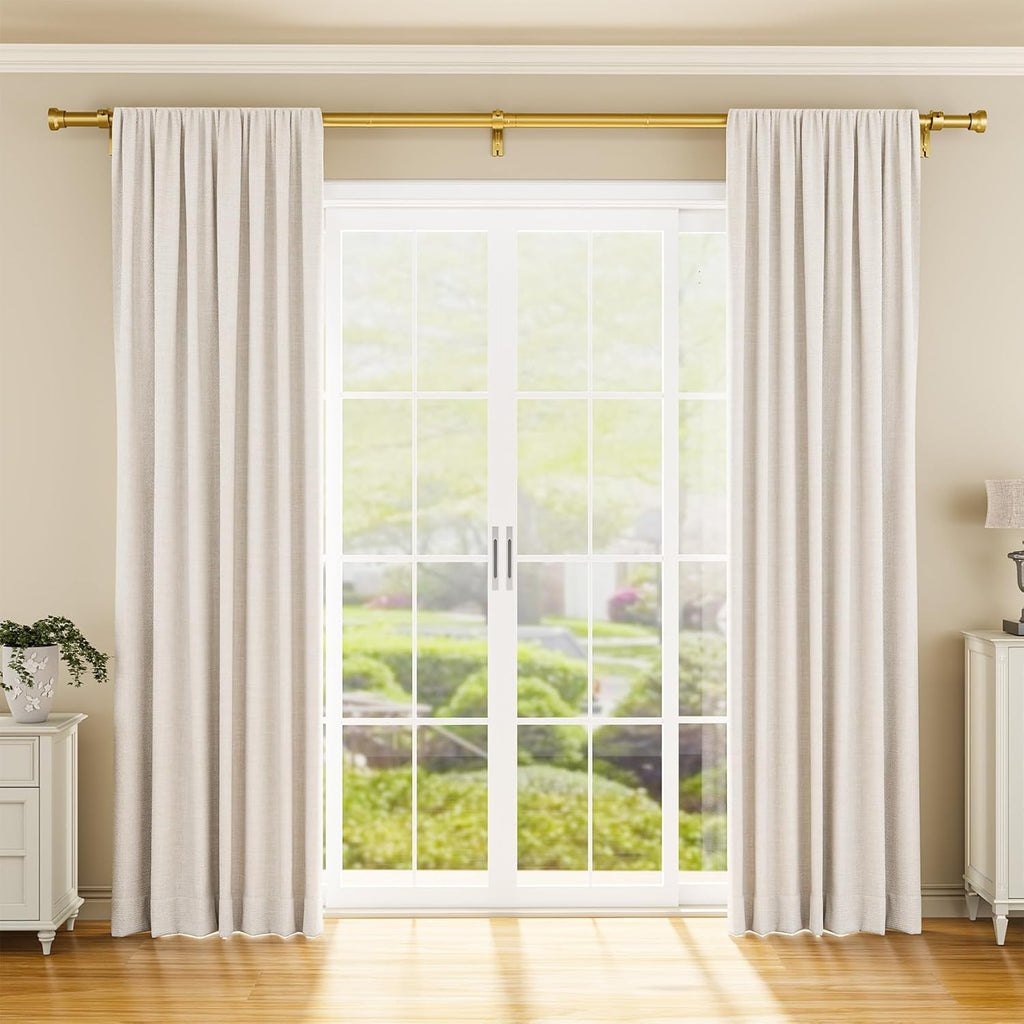 YaFex Curtain Rods - Heavy Duty 1 Inch Adjustable Window Treatment Rods | 32-144 Inch, Gold Finish