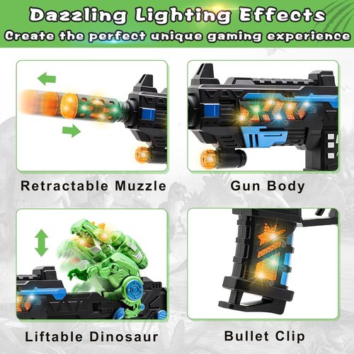 DaoDaoZhu Dinosaur Light-Up Toy Gun - Fun Sound Effects for Kids | Perfect for Halloween & Birthdays (Ages 3-7)