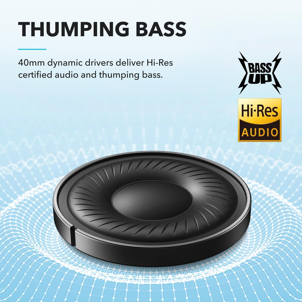 Soundcore by Anker Q20i Wireless Over-Ear Headphones - Hybrid Active Noise Cancelling, 40H Playtime, Hi-Res Audio, Big Bass, App Customization | Black