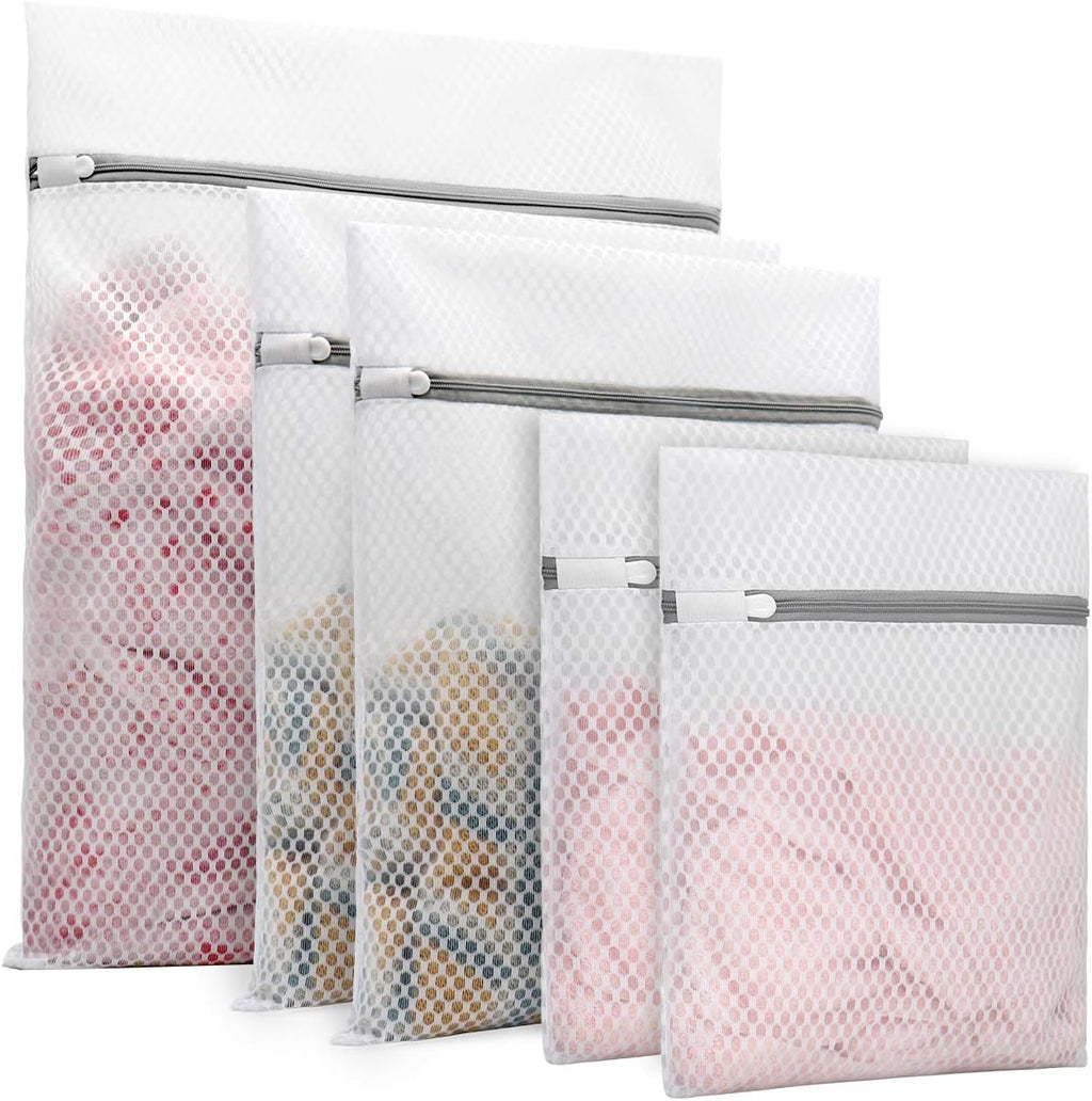 Muchfun Honeycomb Mesh Laundry Bags - 5 Durable Bags for Delicates | 1 Large, 2 Medium, 2 Small