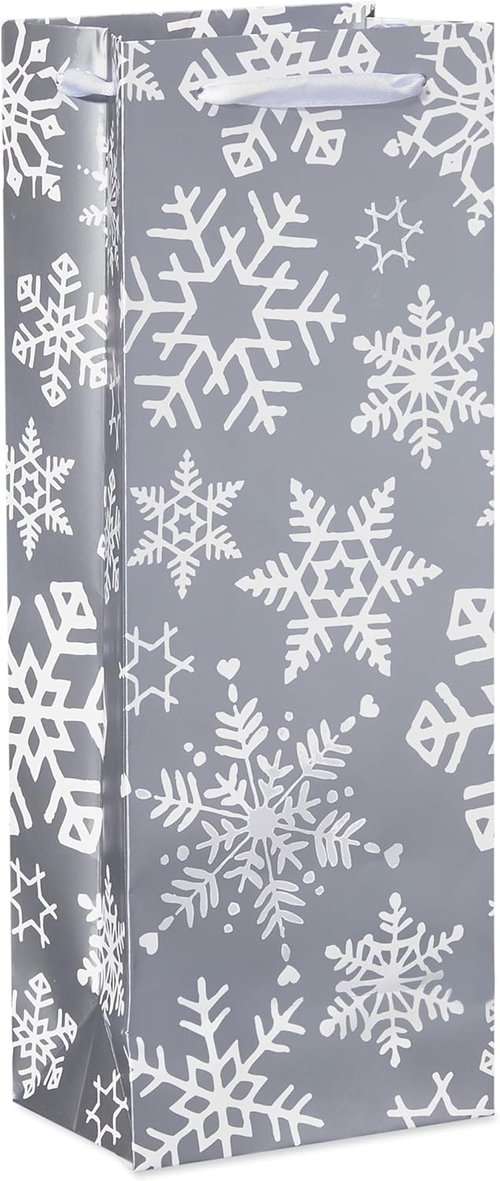 American Greetings Wine Gift Bags - Multi-Design Set in Red, White, and Silver (5 Bags)