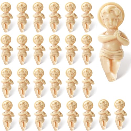 LUHUADUO 30Pcs King Cake Baby Jesus Figure, 1.5inch Plastic Jesus Doll Mini Nativity Christ Figurines Gifts Set for Christmas, Easter, Shower, Mardi Gras Party Favors