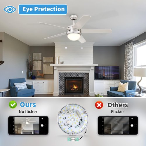 Caisens 4 Inch Ceiling Fan LED Light Replacement, 18W 2200LM 3000K 4000K 5000K LED Ceiling Fan Light Kit, Ceiling Fan Light Kit Replacement, 120V, CRI90, Dimmable