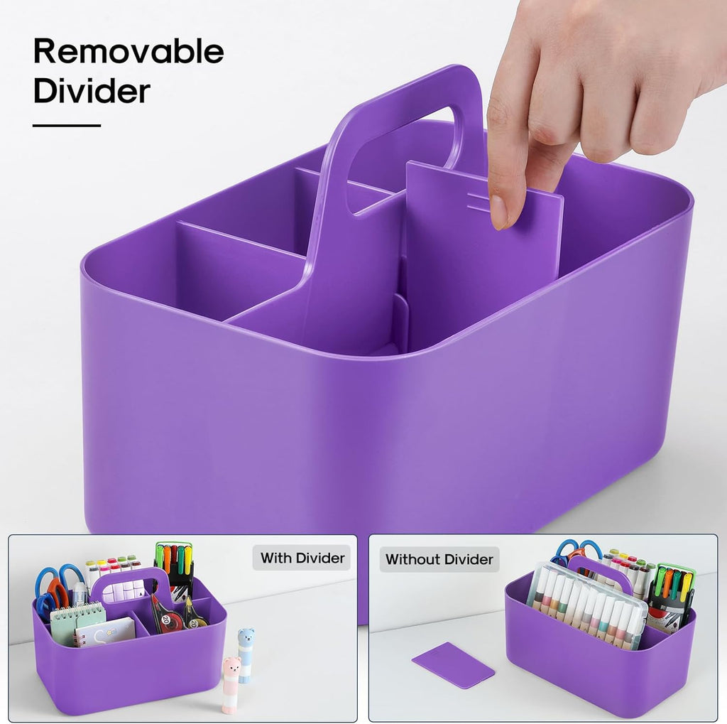 Multiuse Caddy Organizer by [Brand Name] - Portable Tote Bin for Art, Makeup & Office Supplies - Purple