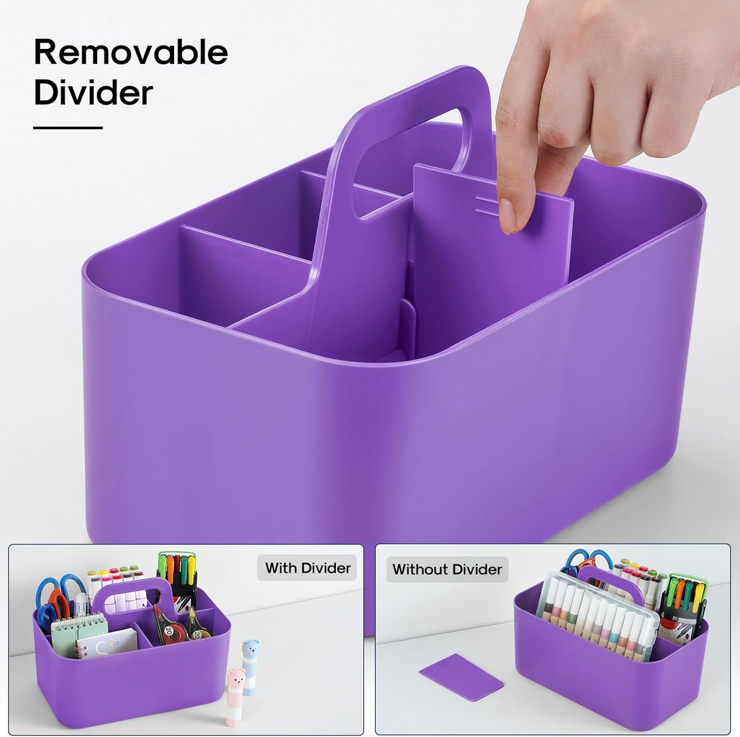 Multiuse Caddy Organizer by [Brand Name] - Portable Tote Bin for Art, Makeup & Office Supplies - Purple