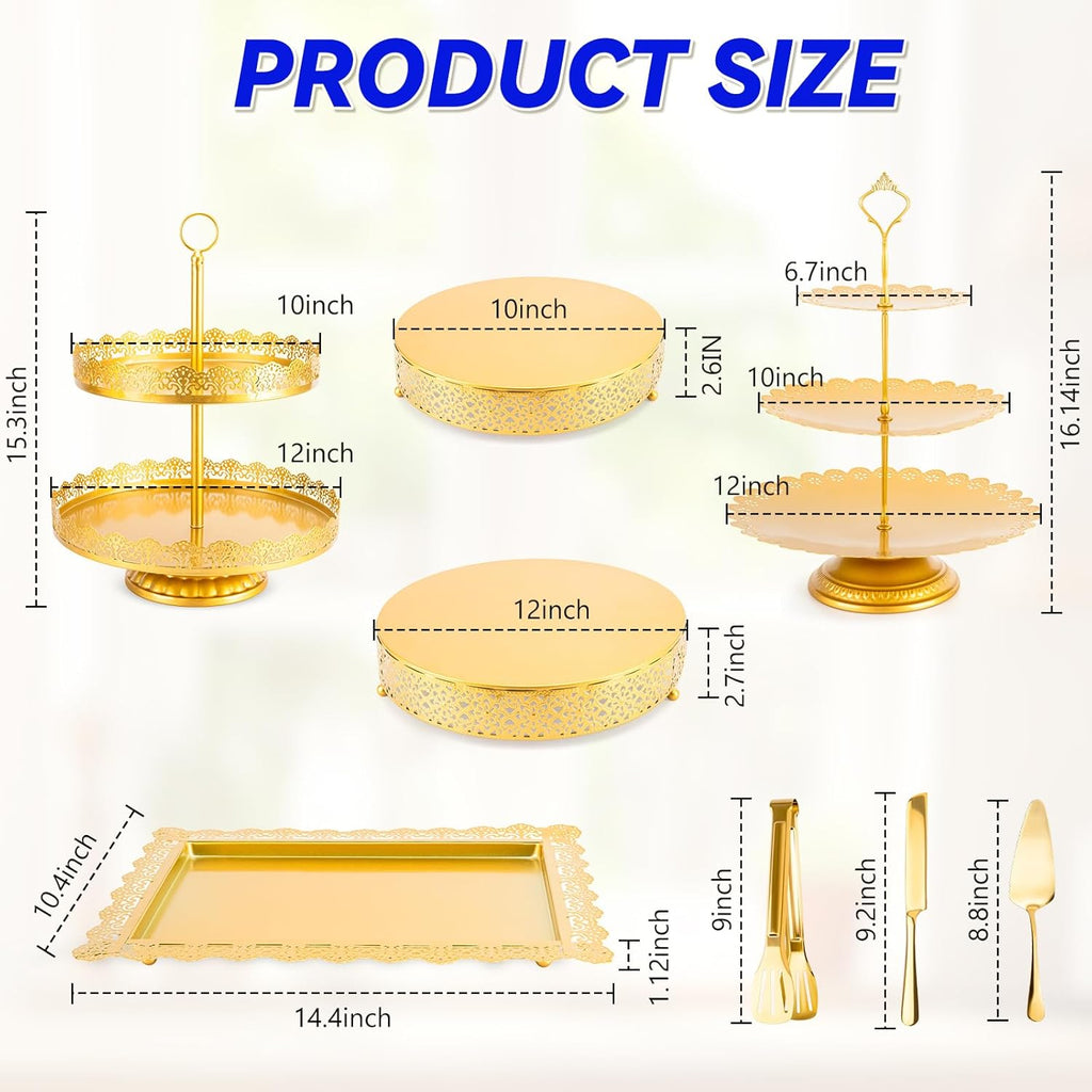 Regine Switzerland 13 PCS Metal Cake Stand Set - Elegant Dessert Display for Weddings & Parties