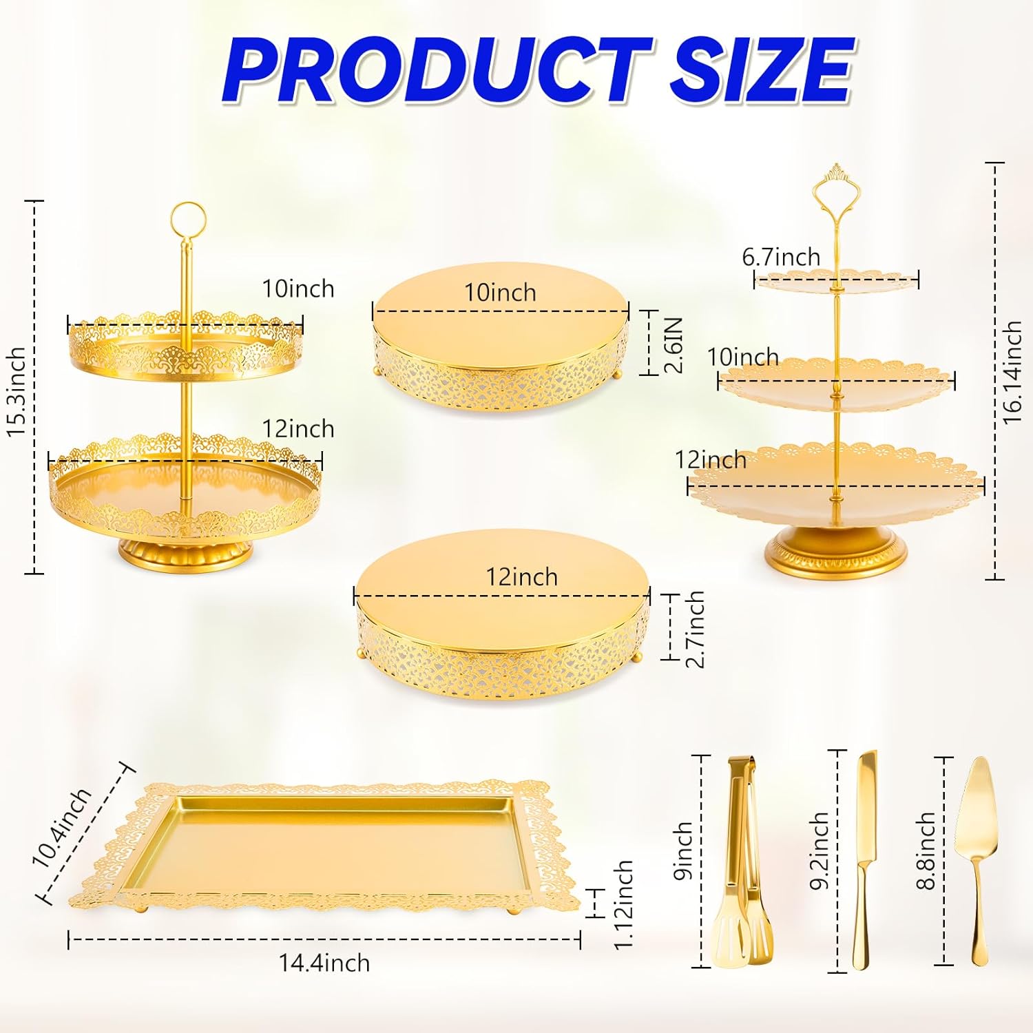 Regine Switzerland 13 PCS Metal Cake Stand Set - Elegant Dessert Display for Weddings & Parties