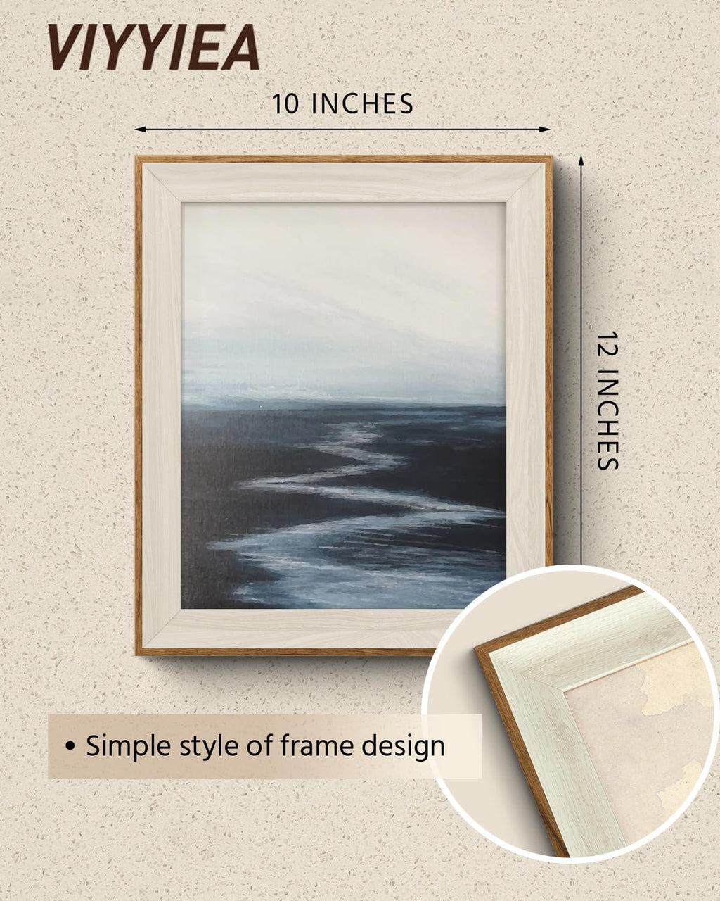 VIYYIEA Framed Wall Art - Abstract River Canvas Print for Living Room | 12L x 10W Landscape Decor