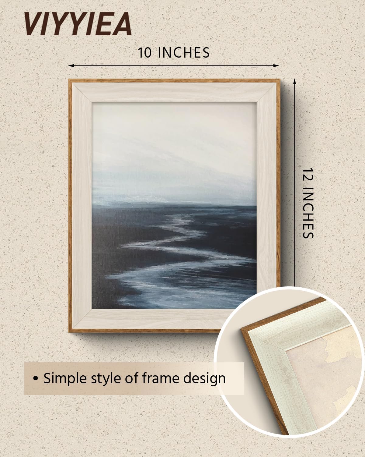 VIYYIEA Framed Wall Art - Abstract River Canvas Print for Living Room | 12L x 10W Landscape Decor