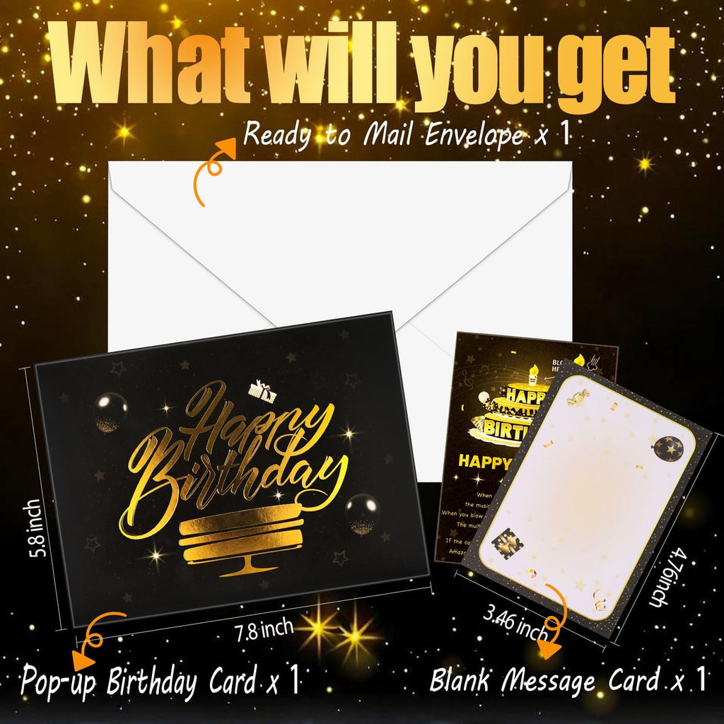 Pop Up Birthday Cards - LED Light & Music, 3D Balloons, Perfect Gift for Men, Women, Kids & Dad