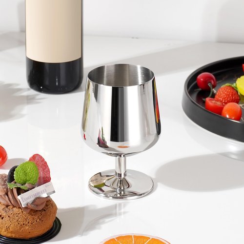 SuperCook 12oz Cognac Snifter Glasses, Brandy Snifters Set of 6, Snifter Glasses, Stemmed Whiskey Glasses, 18/10 Stainless Steel, Dishwasher Safe, Ideal Gift for Wine Lover, Rose Gold