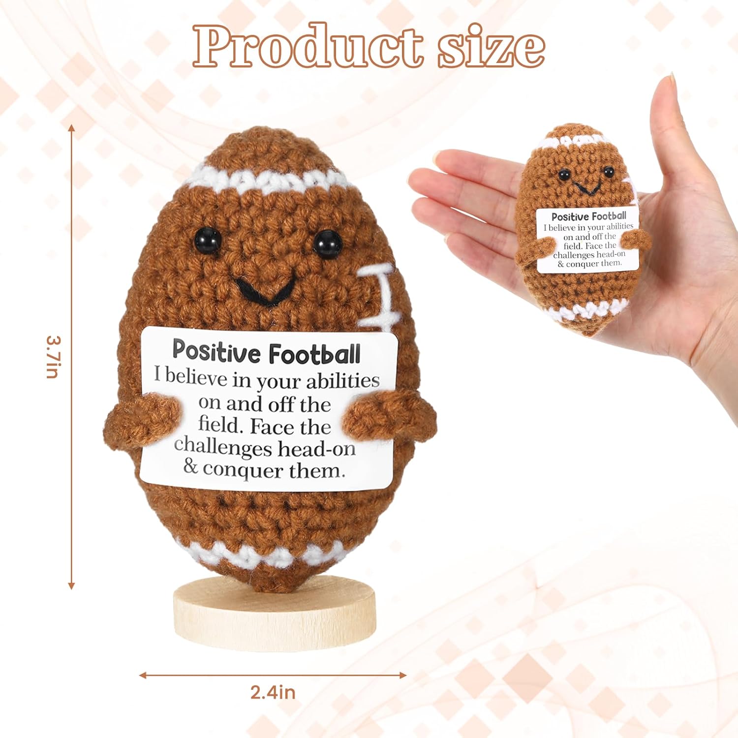 Positive Football Gifts - Handmade Crochet Football Doll | Unique Funny Gift for Men & Women