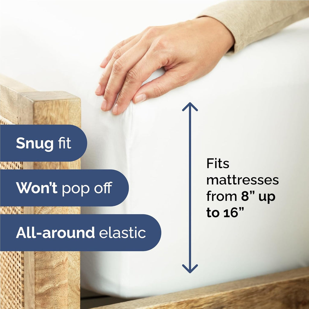 Skiennix Full 6-Piece Sheet Set - Comfy, Breathable Cooling Luxury Bedding - White, Deep Pockets, Wrinkle-Free