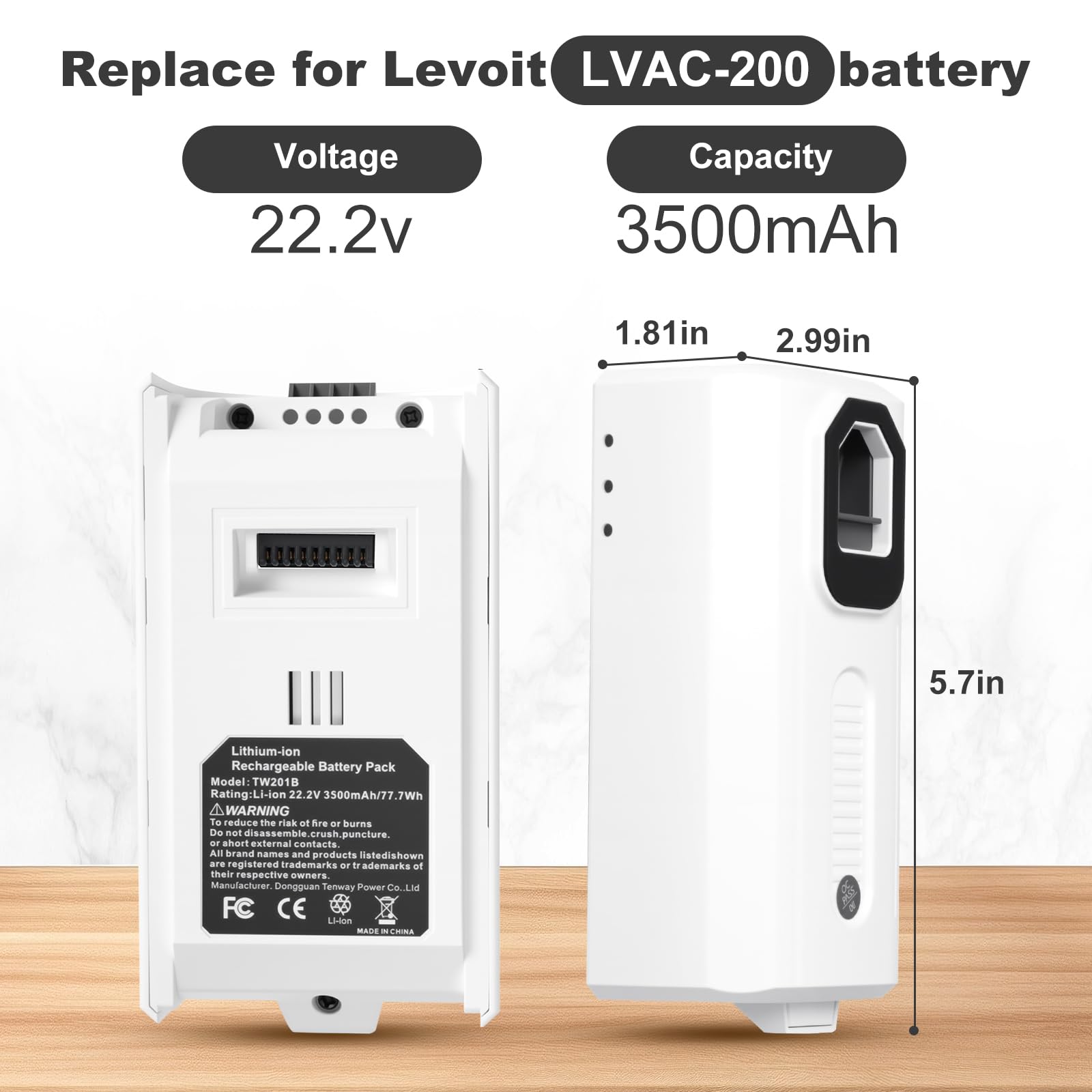 Paverost Battery LVAC-200 for Levoit Vacuum: Replacement Battery LVAC200 Compatible with Levoit LVAC-200 Cordless Vacuum Cleaner LVAC 200-22.2V 3500mAh