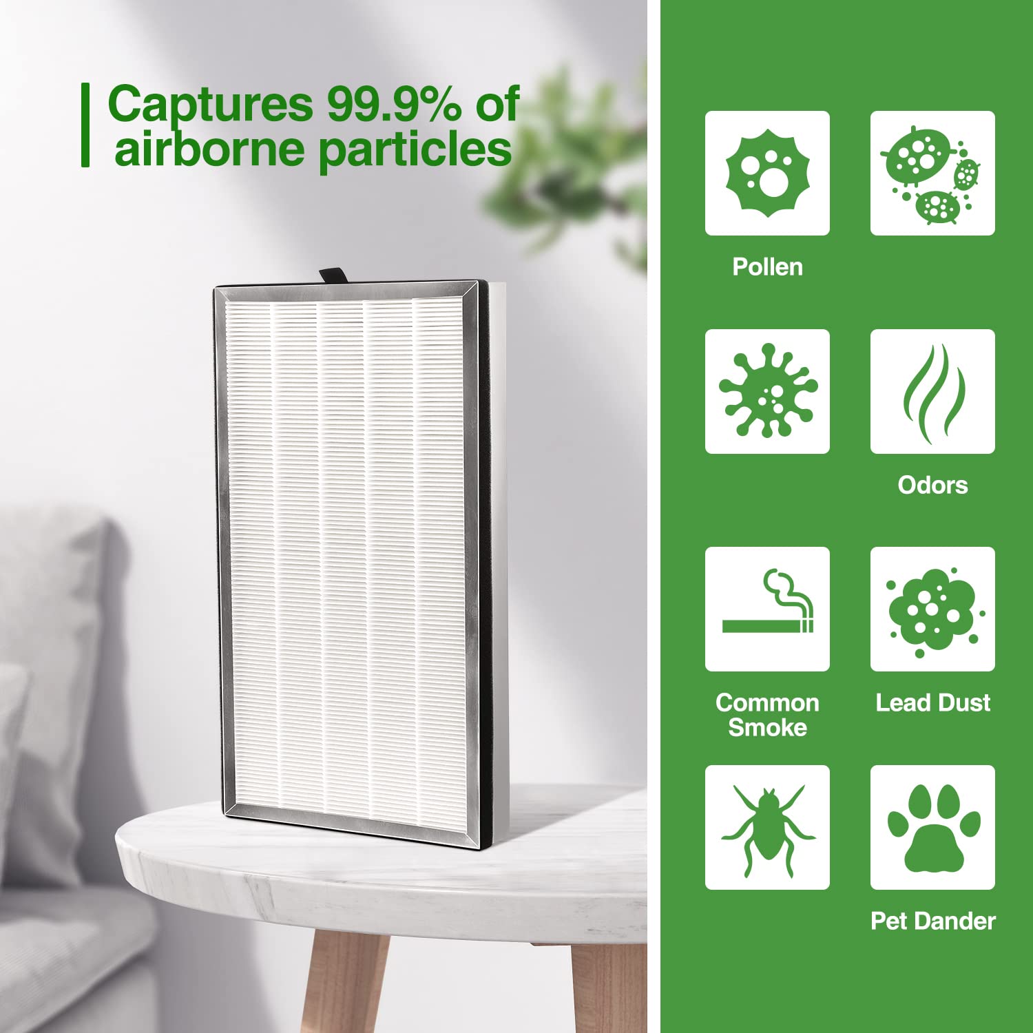 112 Replacement Filter for MA Series 112 V2.0 Air Purifier for Pollen, Wildfire Smoke, 3-in-1 HEPA Activated Carbon Filter, 2 Set