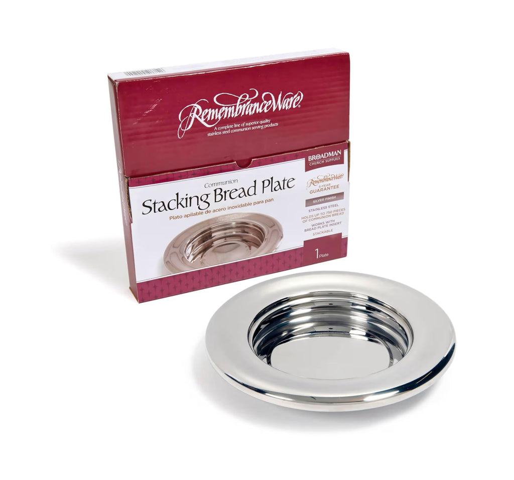 RemembranceWare: Communion Stacking Bread Plate - Silver Finish: Stainless Steel / Holds Up to 750 Pieces of Communion Bread / Works with Bread Plate Insert / Stackable
