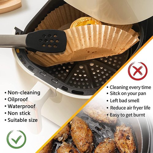Air Fryer Paper Liners - 125PCS Non-Stick Disposable Baking Paper | Oil-Proof & Food Grade (8-Inch Square)
